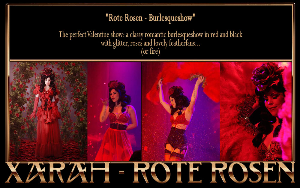 Valentine Wedding Hochzeit  Feuer Burlesqueshow rote Rosen fire burlesqueshow by burlesque starlet Xarah 