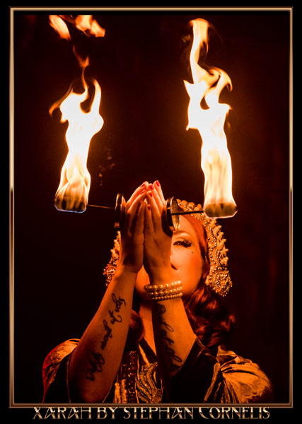 Metropolis Fire Burlesque show by burlesquedancer Xarah von den Vielenregen, photographed by Stephan Cormelis at the International Burlesque Circus in Utrecht