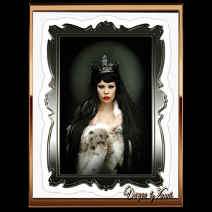 Duchess of Darkness - Dark portrait photography of othmodel Xarah von den Vielenregen as dark Gothic queen with long hair in a majestic goth goddess look. 
Available as removable kiss-cut vinyl stickers and more.