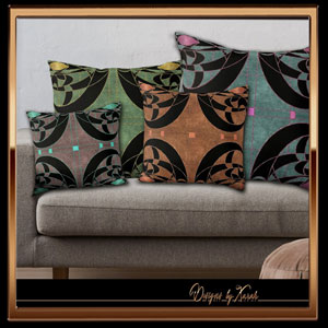 Beautiful antique tones, styles and pattern in the four seasons style: spring, summer, autumn and winter:
Abstract retro pattern in the geometric artdeco chic of the twenties. 
Pure 20s luxury elegance. Nostalgic vintage gifts in Art Nouveau design with burlesque glamor mosaic.
Beautiful Belle Epoque glamour home interior decor - antique colored throw pillow and more decorative Jugendstil accessories. 
Spring: blue and pink purple
Summer: green and golden yellow
Autumn: warm earthy brown tones with bronze copper
Winter: gray blue and shimmering aqua turquoise 
