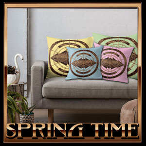Spring Time: Vintage Belle Epoque inspired Home Decor & Accessories:
Beautiful fresh colours, antique golden Art-Deco style pattern in soft pastel tones: light pink, blue, yellow or mint green. Abstract retro pattern in the geometric artdeco chic of the twenties. 
Pure 20s luxury elegance. Nostalgic vintage gifts in Art Nouveau design with spring-like burlesque glamor. Beautiful Belle Epoque glamour home interior decor - antique colored throw pillows and more decorative Jugendstil accessories. 