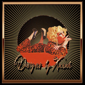 Pinup your Life! Retro 50s pinup girl Xarah with vintage burlesque cheetah animal print pajamas and classic black leather pumps. Orange is the favorite color of this blonde vamp of seduction: Lazy Leopard Lady! Rockabilly, Rock n Roll & Fifties feeling in orange.